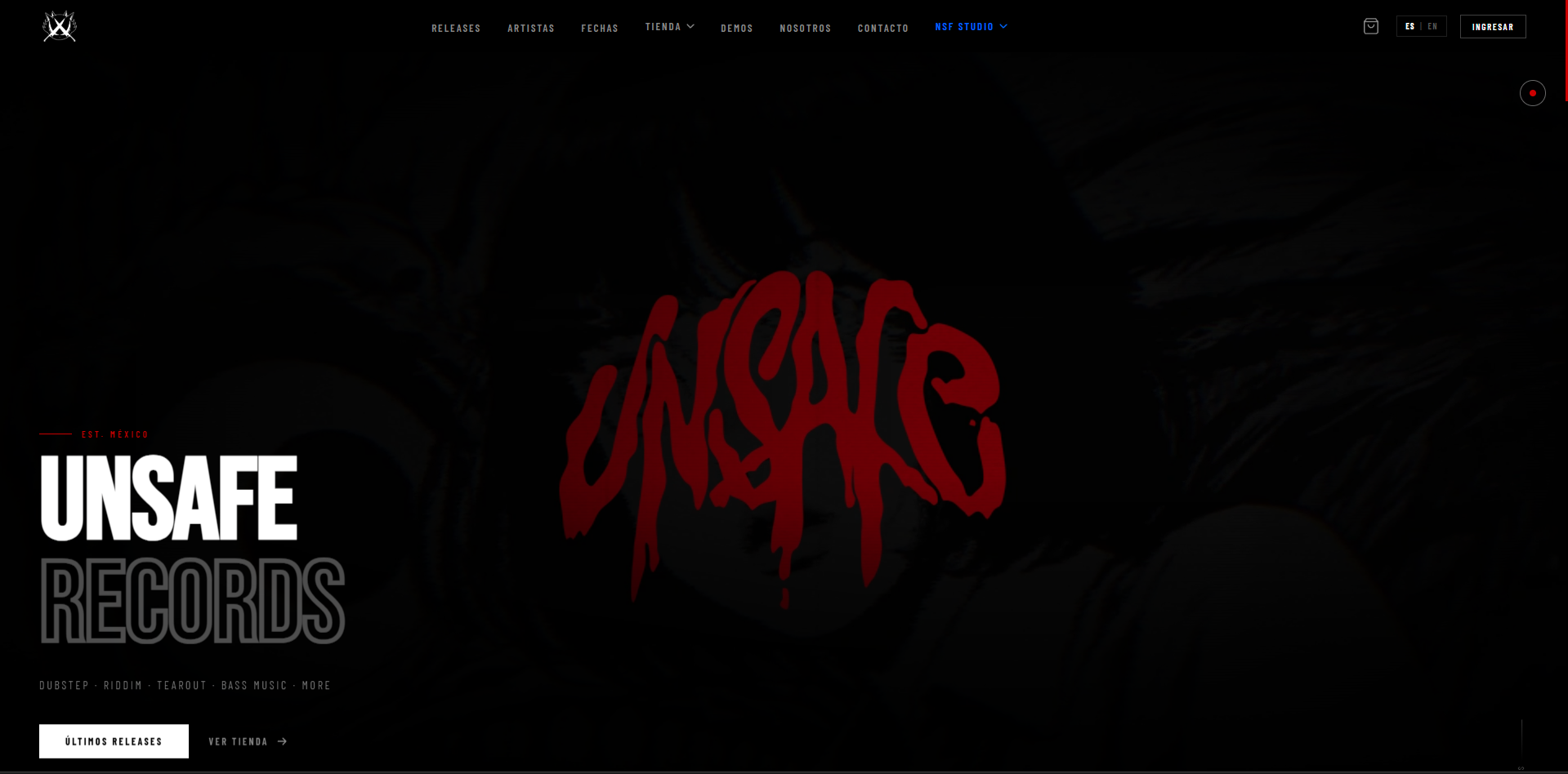 Unsafe Records — captura de pantalla del sitio